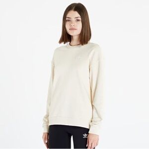 Adidas | Cream Crewneck Sweatshirt with Embroidered Trefoil Logo